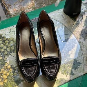 JOAN DAVID Glossy Black Loafers